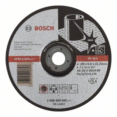 Шлифовальный круг Bosch Expert for Inox, 180x6x22,23 мм., выпуклый (2608600540)