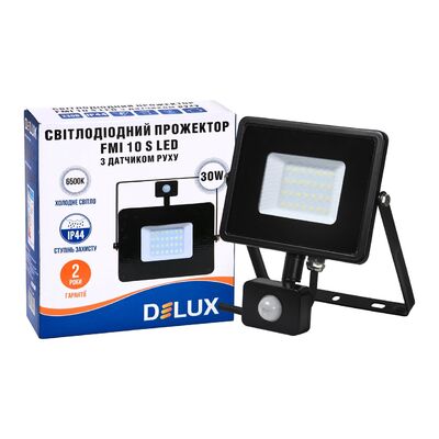 Прожектор Delux FMI 10 S LED, 30Вт, 6500K, IP44, с ДД (90008737)