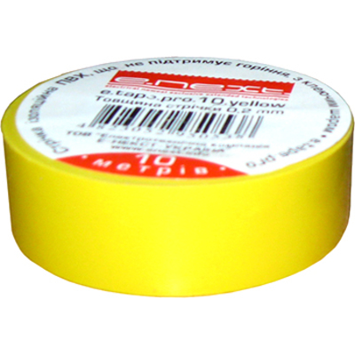 Изолента E.Next e.tape.stand.10.yellow, 10 м., желтый (s022002)