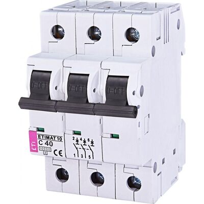 Автоматический выключатель ETI Etimat 10 3P, C40, 10kA (2135720)