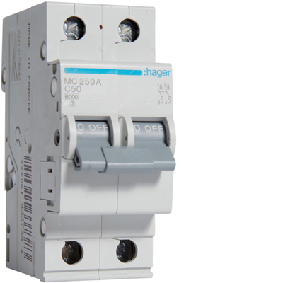 Автоматический выключатель Hager MC250A 50А, 2 п., С, 6kA (MC250A)