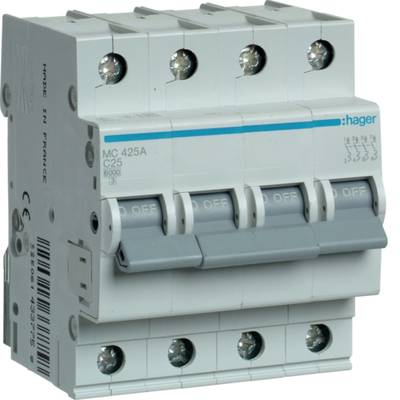 Автоматический выключатель Hager MC425A 25А, 4 п., С, 6kA (MC425A)