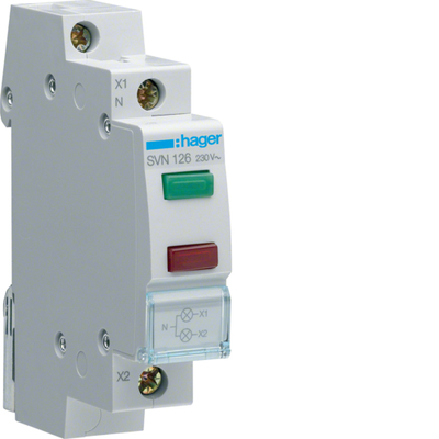 Индикатор LED Hager, 230В/AC, зеленый и красный (SVN126)