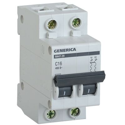 Автоматический выключатель Generica ВА47-29, 2P, 63A, C (MVA25-2-063-C)