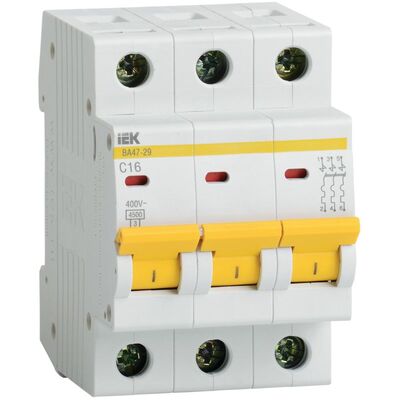 Автоматический выключатель IEK ВА47-29, 3Р, 2А, 4.5 кА, С (MVA20-3-002-C)