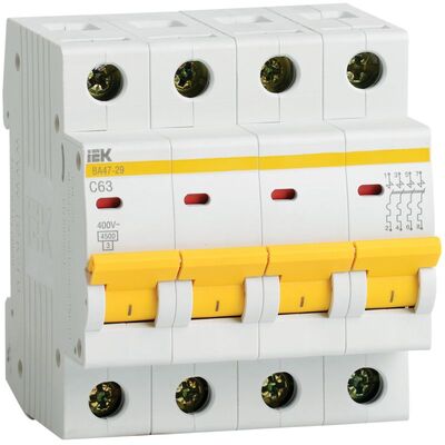 Автоматический выключатель IEK ВА47-29, 4Р, 3А, 4.5 кА, С (MVA20-4-003-C)