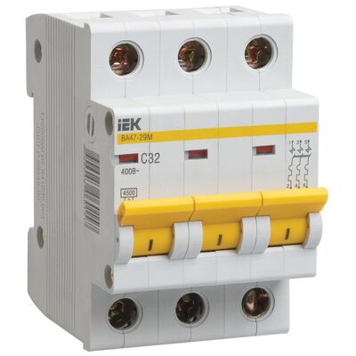 Автоматический выключатель IEK ВА47-29М, 3Р, 6A, 4,5кА, B (MVA21-3-006-B)