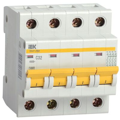 Автоматический выключатель IEK ВА47-29М, 4Р, 13A, 4.5 кА, B (MVA21-4-013-B)