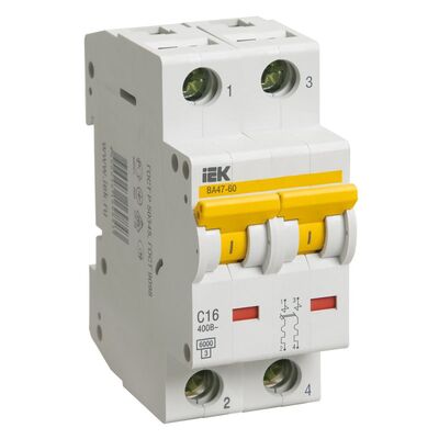 Автоматический выключатель IEK ВА47-60, 2Р, 5А, 6кА, B (MVA41-2-005-B)