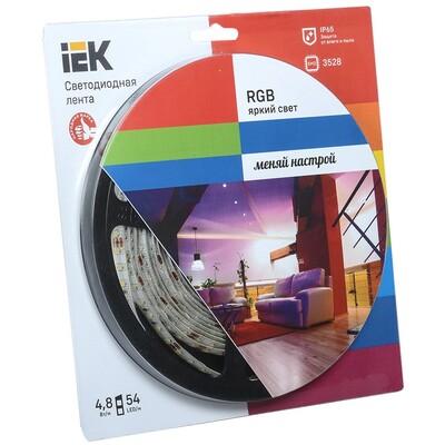 Світлодіодна стрічка IEK LSR-3528RGB54-4.8-IP65-12V (LSR1-3-054-65-1-05)