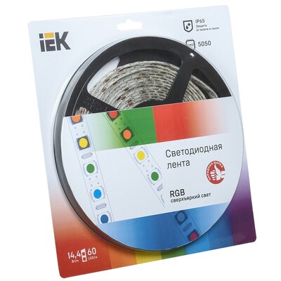 Светодиодная лента IEK LSR-5050RGB60-14.4-IP65-12V (LSR2-3-060-65-1-05)