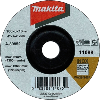 Шлифовальный круг Makita 115x6x22,23, 36N, изогнутый, Inox (A-80640)