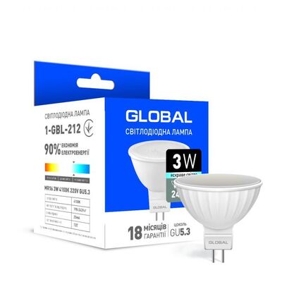 Лампа Global LED MR16, 3W/740, GU5.3 (1-GBL-212)