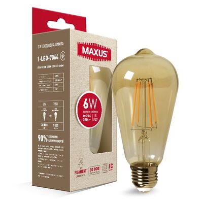 Лампа Maxus LED ST64, 7W/822, E27 (1-LED-7064)