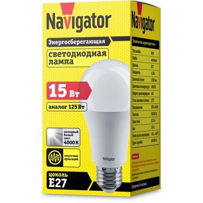 Лампа Navigator NLL-A60-15-230-4K-E27 (71365)
