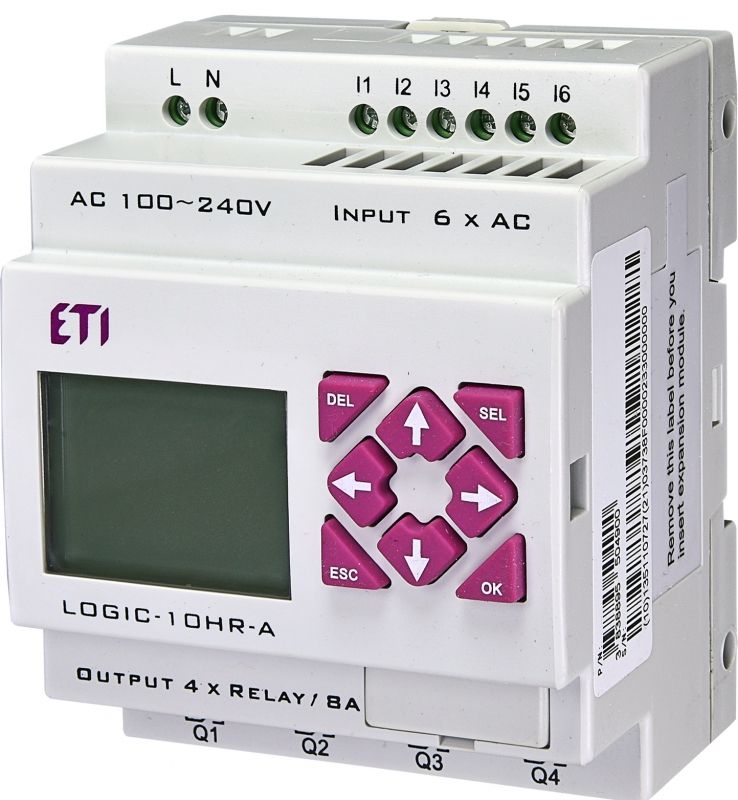 Программируемое реле ETI LOGIC-10HR-A, 100-240V AC (6I/4O-Rele) (4780001)