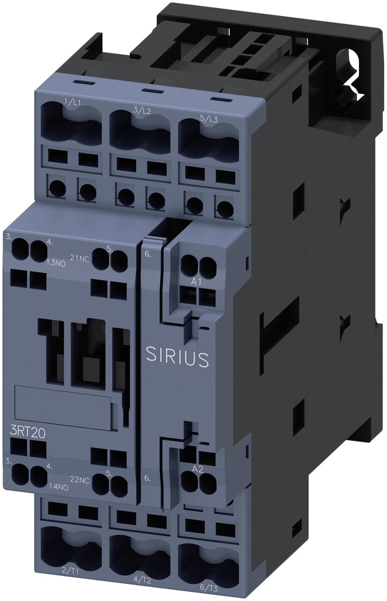 Контактор Siemens Sirius 3RT2 3P, 25А, 1NC+1NO, 480V/AC, с варистором, пружинная клемма (3RT2026-2CV60)