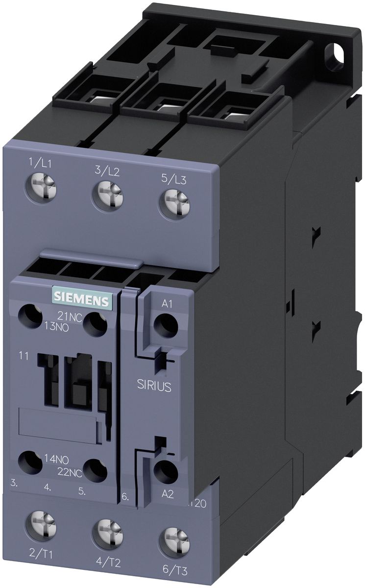 Контактор Siemens Sirius 3RT2 3P, 40А, 1NC+1NO, 600V/AC, винтовой зажим (3RT2035-1AT60)