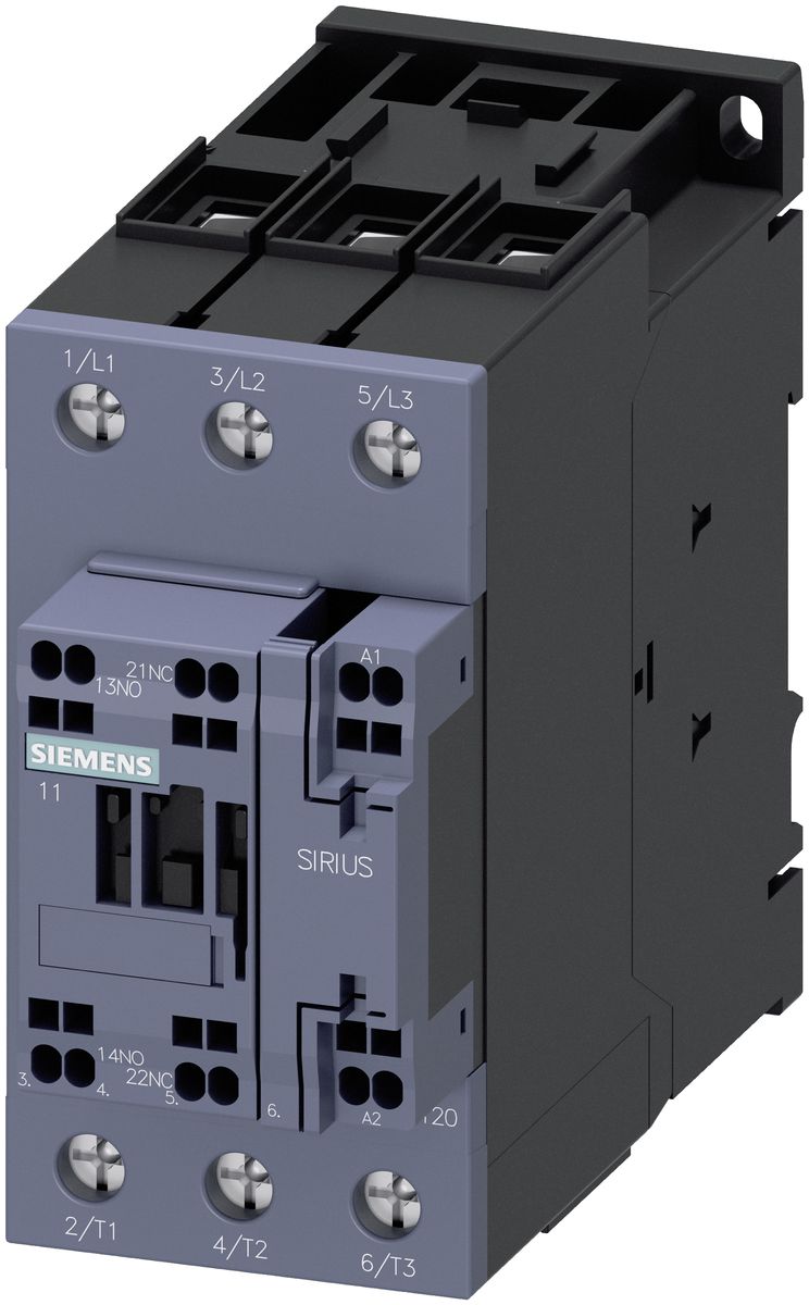 Контактор Siemens Sirius 3RT2 3P, 50А, 1NC+1NO, 84...155V, AC/DC, с варистором, пружинная клемма (3RT2036-3NF30)