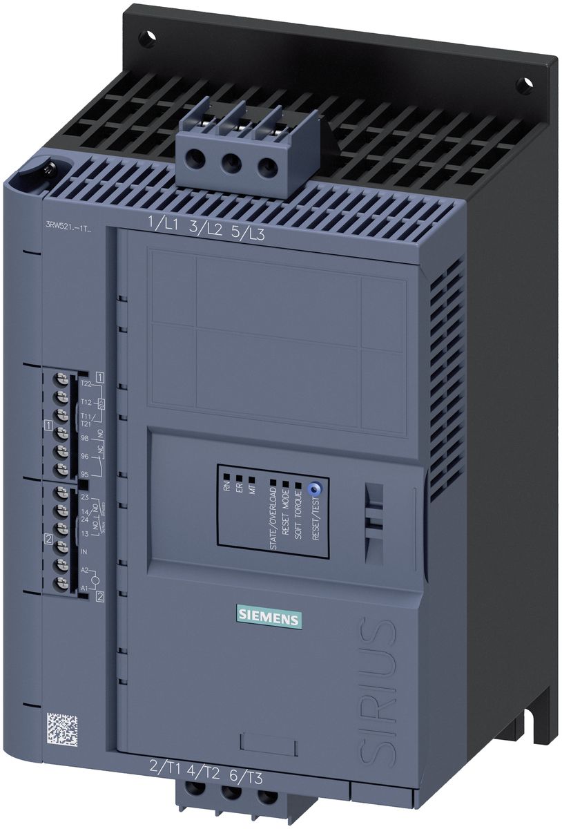 Плавный пуск Siemens Sirius 3RW52 18А, 24В, AC/DC, винтовые клеммы, вход термистора (3RW5214-1TC05)