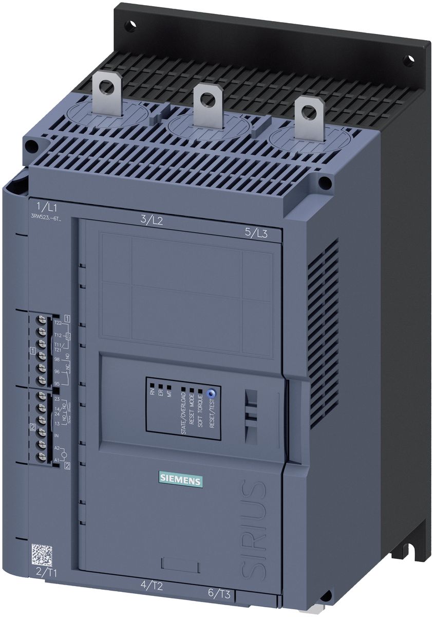 Плавный пуск Siemens Sirius 3RW52 113А, 24В, AC/DC, винтовые клеммы, вход термистора (3RW5234-6TC05)