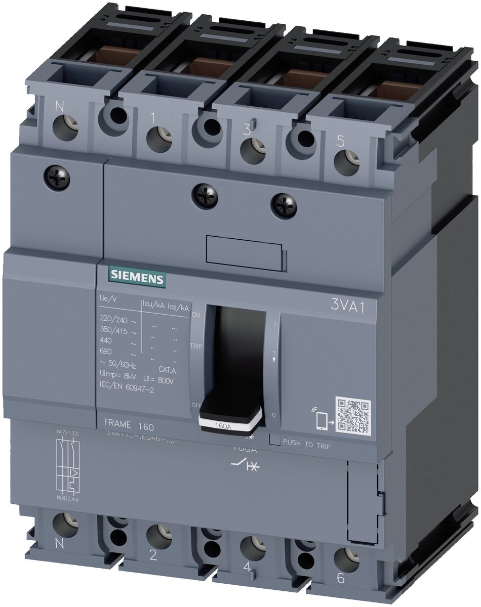 Автоматический выключатель Siemens Sentron 3AV1 4P, 40A, 70 kA, TM210, FTFM, Фикс./II=10xIn (3VA1140-6ED46-0AA0)