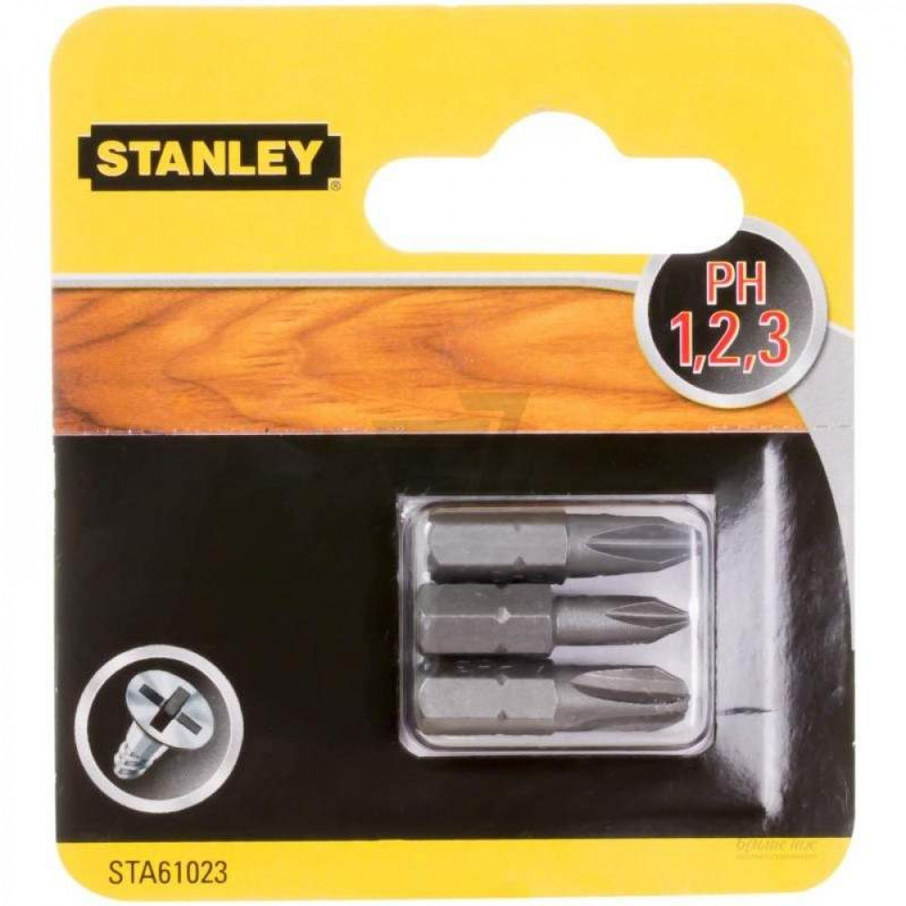 Бита Stanley, PH1, PH2, PH3, 25 мм, 3 шт (STA61023)